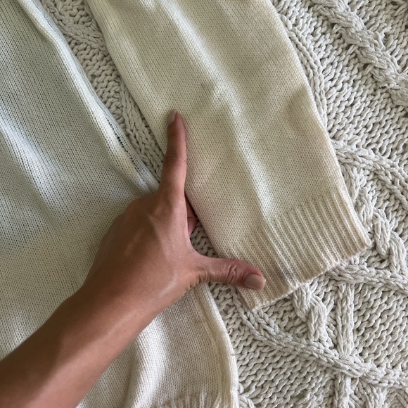 Cute White Christmas Sweater with Wreath and Holly design in white and green - Picture 7 of 8